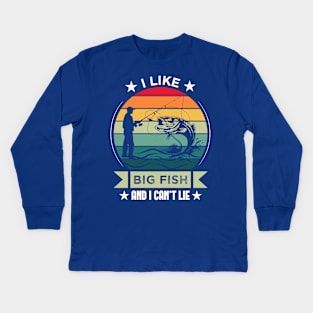 i like big fish and i can't lie 6 Kids Long Sleeve T-Shirt